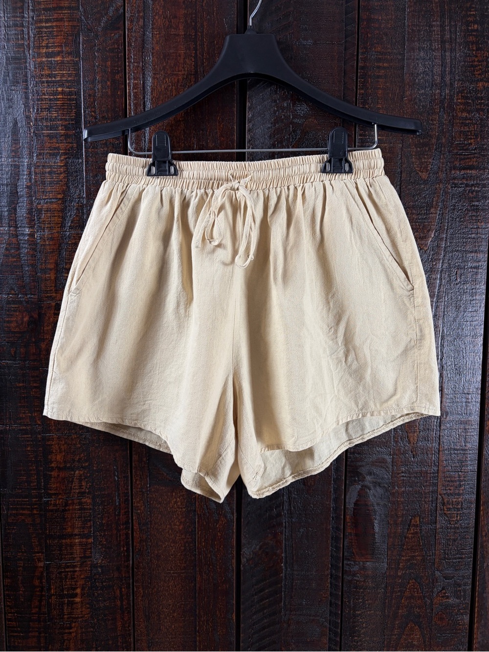 Women’s Tan High Waist Airy-Cotton Retro Vintage Shorts Size Large